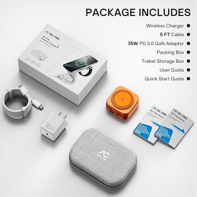5-in-1 Wireless Charger for MagSafe, AC ISLAND Portable Travel Charging Station, 35W Max Fast Foldable Magnetic Stand, Evolved for iPhone 17-12 & Air Series, Apple Watch, AirPods (with 35W Adapter)