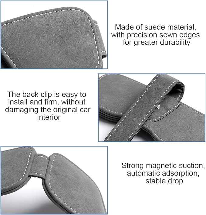 Sunglass Holder for Car Visor, Magnetic Auto Sun Visor Eyeglasses Ticket Card Double Clip, Vehicle Interior Glasses Hanger Organizer Accessories, Universal for SUV Sedan Truck(Black)