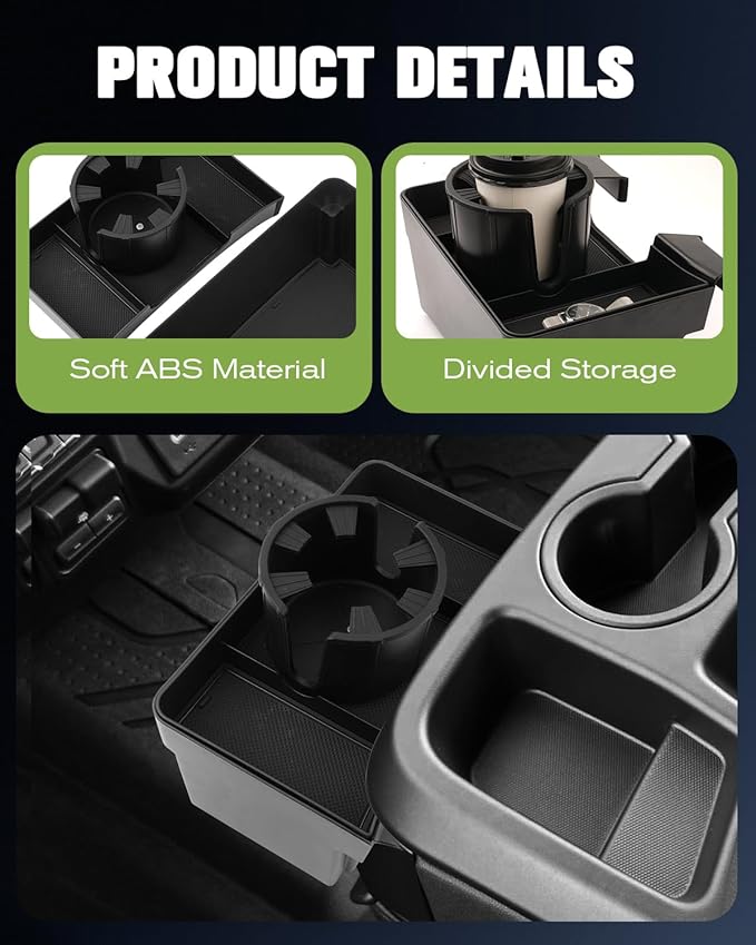 YEE PIN 2-in-1 Front Center Seat Headrest Organizer for 2019 2020 2021 2022 Chevy Silverado Compartment Tray Container Storage Box with Cup Holder for Silverado 2026 Accessories (Jump Seat Only)