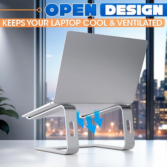 Portable Laptop Stand for Desk ??Ergonomic, Sturdy Aluminium Laptop Riser for Desk with Anti-Slip Bottom, Compatible for 10-15.6?²â€?Notebook - Improved Cooling, Comfort, Productivity, and Posture