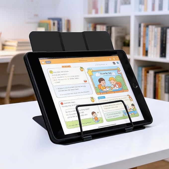 Book Stand, Book Holder, Book Stand for Reading – for Desk & Music | 6 adjustable angles, sturdy metal anti-slip, foldable & compact, holds cookbooks & tablets, great for students