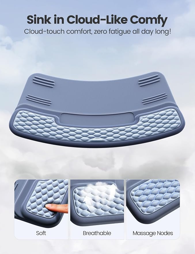 Vaydeer Wrist Rest with Keyboard Stand, Computer Wrist Support Pad, Ergonomic Keyboard Riser Holder Lift Tray with Wrist Pad, Soft Memory Foam Desk Cushion, Palm Arm Hand Typing for Office Home Gift