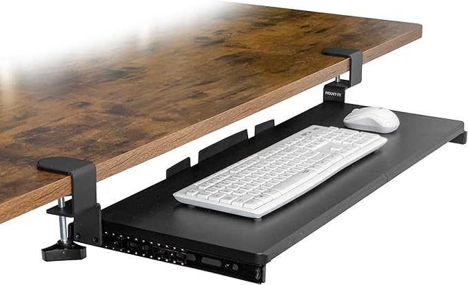 Mount-It! Under Desk Keyboard Tray, 30" Extra-Wide Clamp-On Slide-Out Drawer, Holds 11 lbs, Fits Desks up to 1.77" Thick, No-Drill C-Clamp Mount
