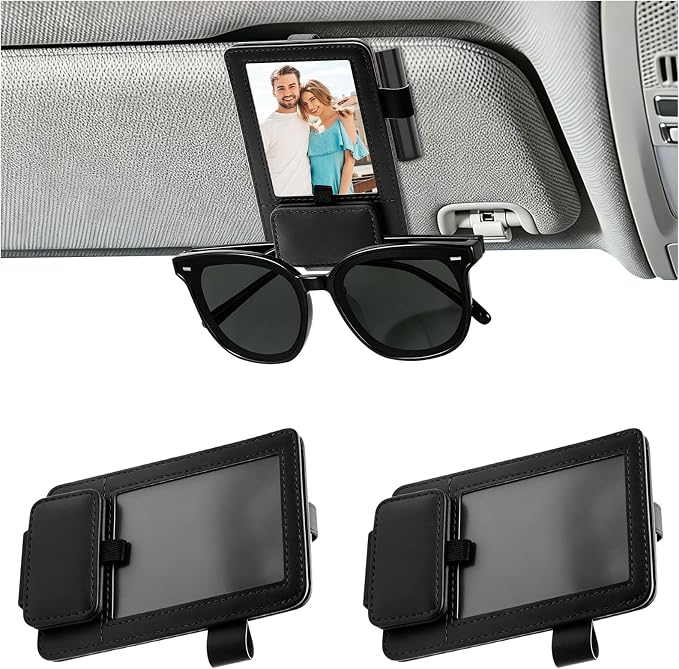 3 in 1 Sunglass & Photo Holder for Car, Car Visor Sunglasses Holder Clip, Sunglass Holder with Strong Magnetism