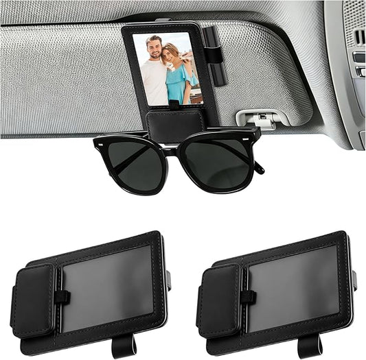3 in 1 Sunglass & Photo Holder for Car, Car Visor Sunglasses Holder Clip, Sunglass Holder with Strong Magnetism