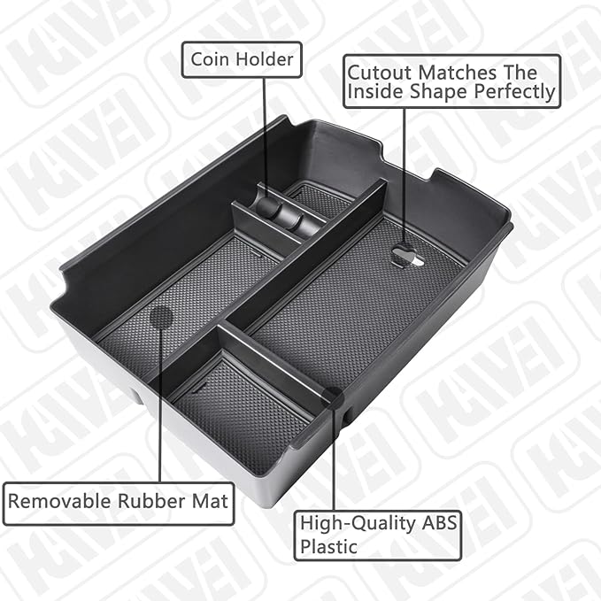 HGWEI Center Console Organizer Compatible with VW Atlas and Cross Sport 2018 2019 2020 2021 2022 2023 Accessories, Interior ABS Armrest Storage Box Insert Tray (Not Fit 2024 2025), Black