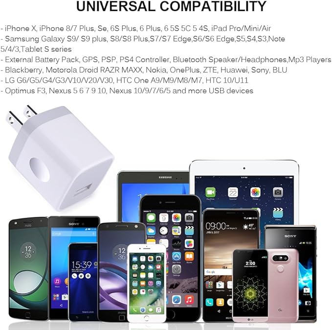 Single Port USB Charger,UorMe 1A 5V Wall Plug USB Power Adapter 5 Pack for iPhone 15 Plus 14 Pro Max/13/12/11/X/8/7/6S/6Plus,Samsung Galaxy S23 Ultra/A15/A14/A13/S22/S20 Ultra/S10/S9 Note 20,HTC,Moto