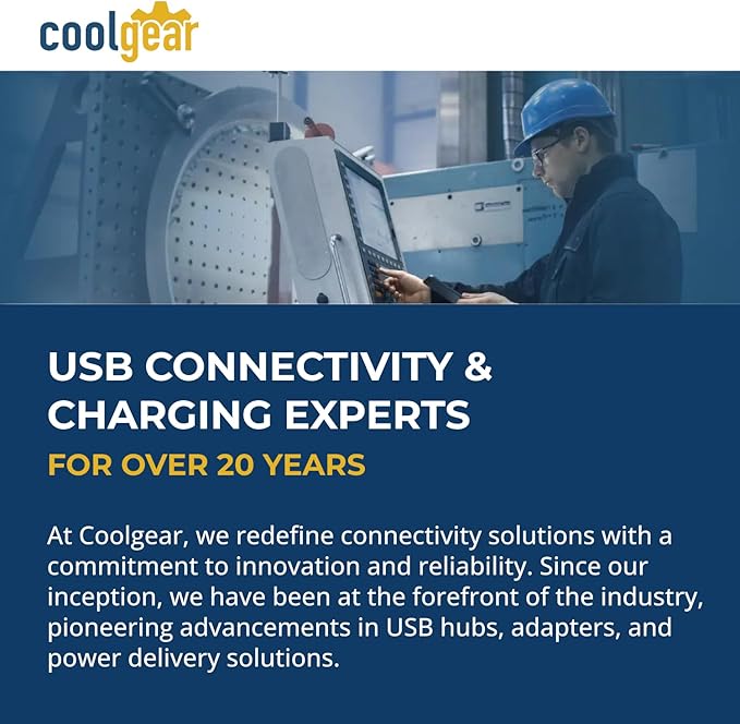 Coolgear 3.2 Gen 1 USB Hub - 4 Port USB Hub with 5Gbps Data Transfers, Mountable Metal Housing, 5V Power Adapter, ESD Surge Protection, Bus or Self Powered