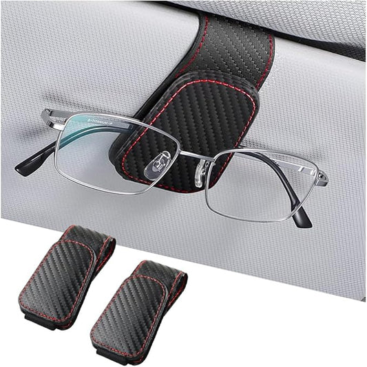 AICEL Sunglasses Holders for Car Sun Visor, Leather Eyeglasses Hanger Mounter, Magnetic Glasses Holder and Ticket Card Clip, Auto Interior Accessories Universal for SUV Pickup Truck