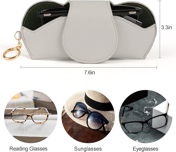 KINIVA Sunglasses Holder for Car Visor Faux Leather Glasses Case with Detachable Clips for Car Visor Automotive & Travel