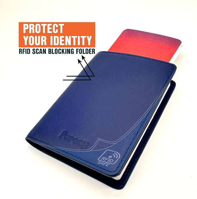 Slim Nappa Leather RFID blocking Passport Cover for Men and Women (Blue/Red)