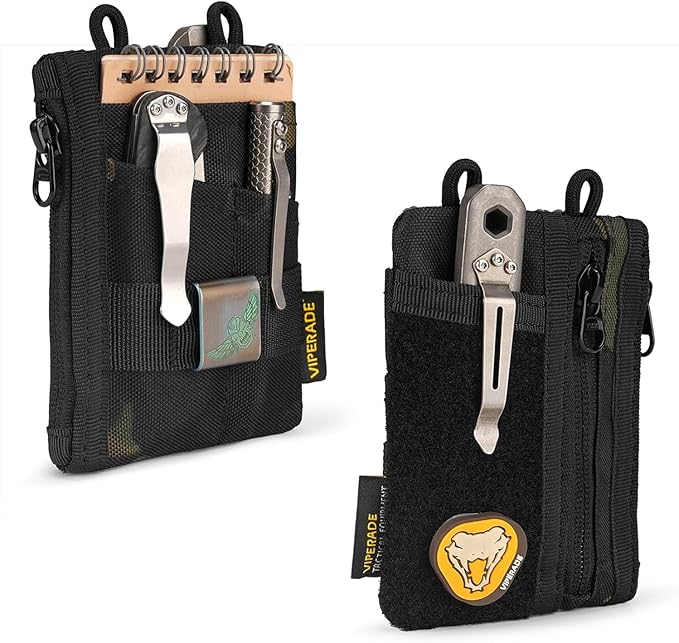 VIPERADE VE18-S Small EDC Pouch, Mini EDC Pocket Organizer for Men, EDC Pocket Organizer, 3 Slots with 2 Zipper Pockets Multitool Pouch