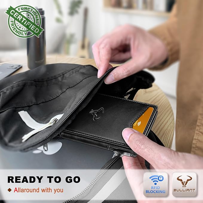 BULLIANT Men Wallet,Magnetic Metal Wallet Money Clip 9Cards Pop-up Access RFID Blocking