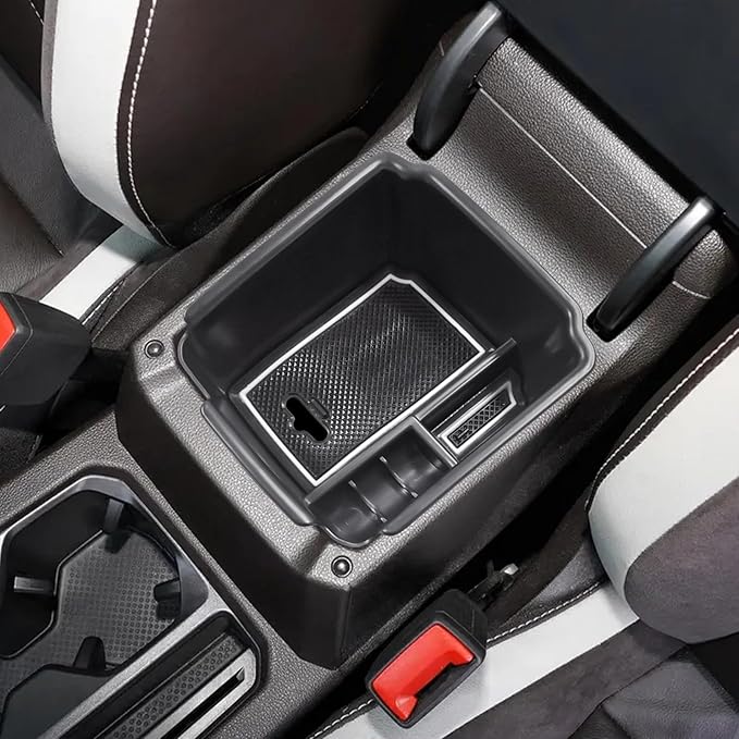 HGWEI Center Console Organizer Compatible with VW Tiguan 2018 2019 2020 2021 2022 2023 2024 And Volkswagen Taos 2022-2025, ABS Insert Tray Armrest Storage Box Interior Accessories, White