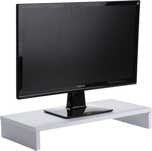 Mind Reader Woodland Collection, Monitor Stand, 33 lb. Capacity, Desktop Organizer, White