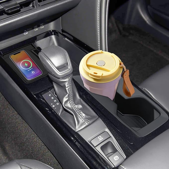 Wireless Charging Mat and Cup Holder Insert Compatible with 2025 2026 Toyota Camry, Center Console Liner Anti-Slip Protective Pad Drink Holder Cover for 9th Gen Camry Accessories
