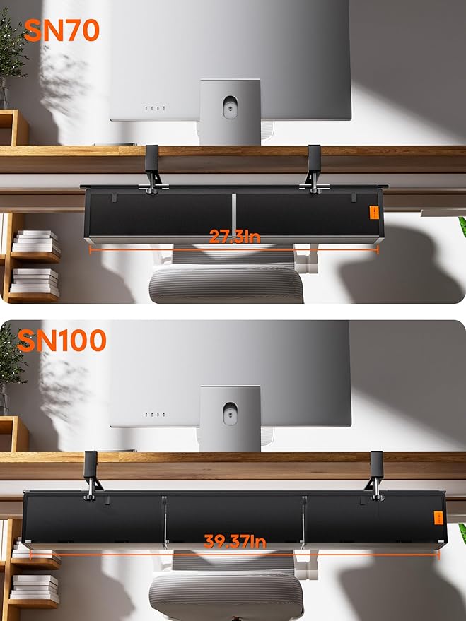 Under Desk Cable Management Tray No Drill, Cable Ties Included, Eco-Friendly Canvas Material, Mesh Design for Heat Dissipation, Cable Organizer/Storage for Standing Desk(39inch, Black)