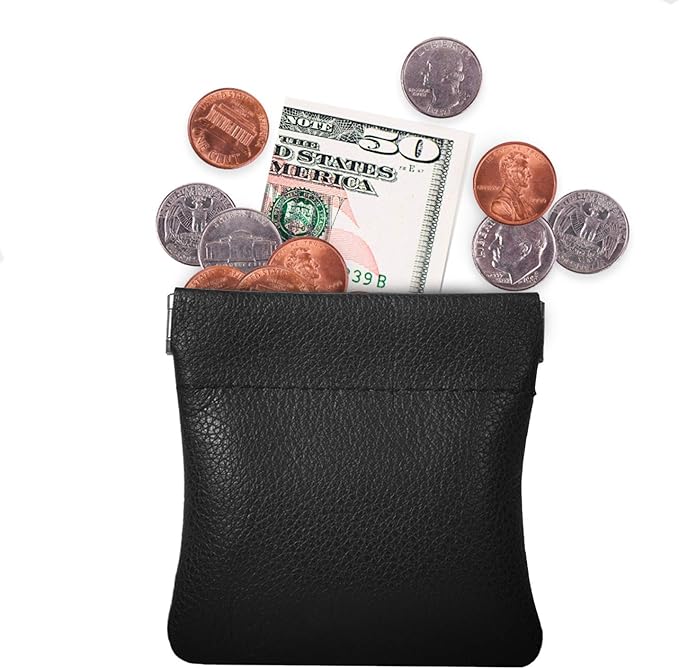 Nabob Leather Genuine Leather Squeeze Coin Purse, Coin Pouch Made IN U.S.A. Change Holder For Men/Woman Size 3.5 X 3.5