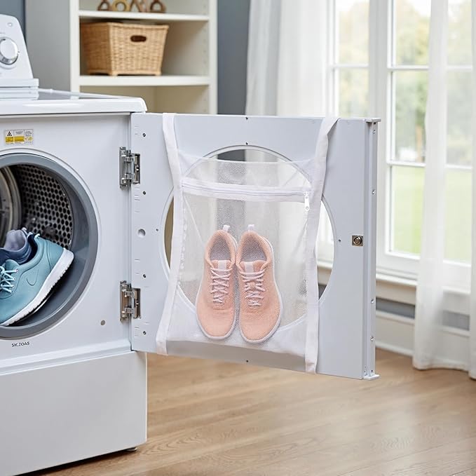 Shoe Dryer Bag, Mingting Large Wash Dry Net Bag 15.7x15.7 Inch for Sneaker Shoes Laundry Dryer Bags with Zipper and Strap for Most Dryers Door,White(3 Pack)