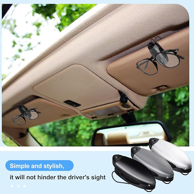 Frienda 10 Pieces Auto Car Vehicle Sun Visor Clip Holder for Sunglasses Glasses Holder Hanger Eyeglasses Mount Ticket Card Clip Car Accessories(Black, Gray, Silver)