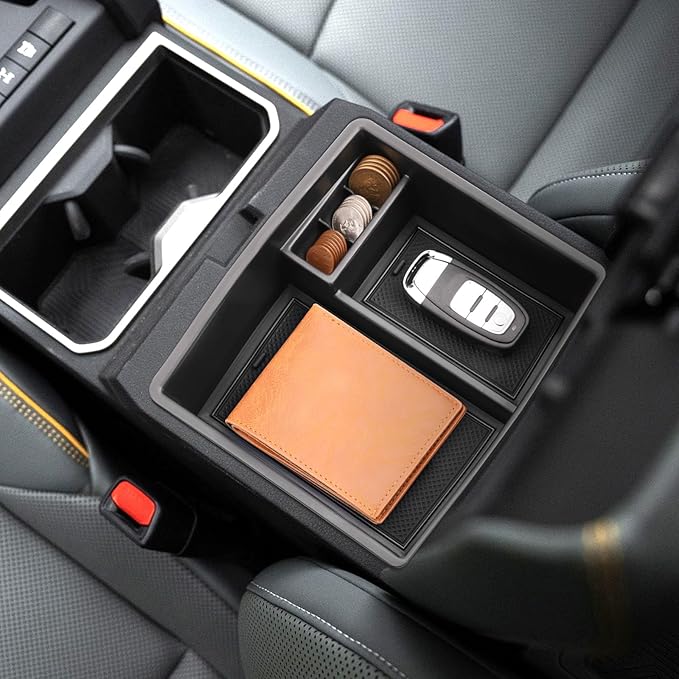 2024 2025 2026 Tacoma Accessories Center Console Organizer for Toyota Tacoma (SR5/TRD Off-Road/TRD Sport/TRD Pro/Limited/Trailhunter) Durable ABS Plastic 2025 Tacoma Console Tray Insert (Black)