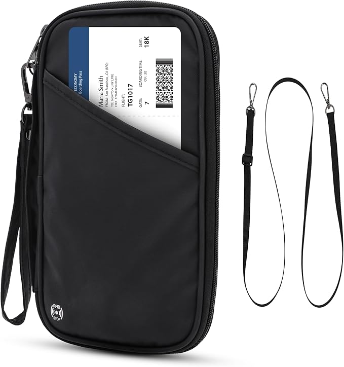 Family Travel Passport Holder – RFID‑Blocking Organizer for 5 Passports – AirTag Compatible – Multi‑Passport Wallet for Families – Porta Pasaporte Familiar – Travel Document Organizer