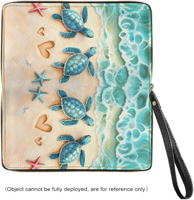 Bulopur Beach Sea Turtle Wallets with Wristlet for Women Envelope Long Wallets Zip Around Small Handbags PU Leather Travel Wallet Passport Holder for Ladies