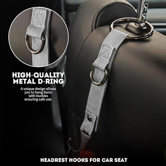 IronSeals 2 Pack Headrest Hooks for Car Seat, Heavy Duty Metal Utility Seat Hooks for Car Seat Organizer, Car Clips for Hanging Bag, Purse