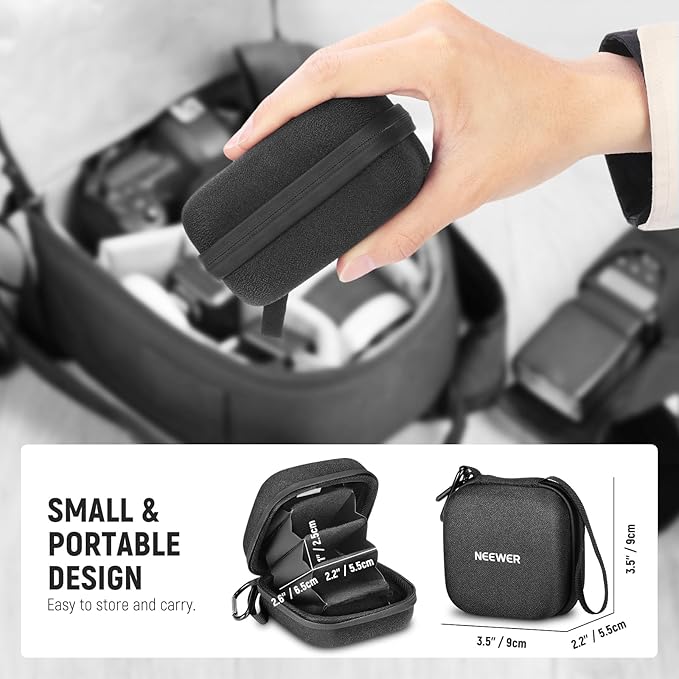 Neewer Storage Bag for 9 x 9 cm Filter, Shockproof Dustproof Waterproof Carrying Bag with Expandable Dividers, Wrist Strap and Carabiner for 3 Circular Filters 62 mm, PB11