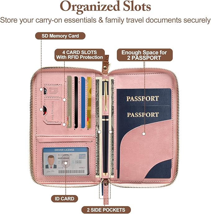 Family Passport Holder for Travel Women and Men RFID Passport Holder with Card Slots Holder Passport Case Passport cover Passport Wallet Travel Essentials and Accessories