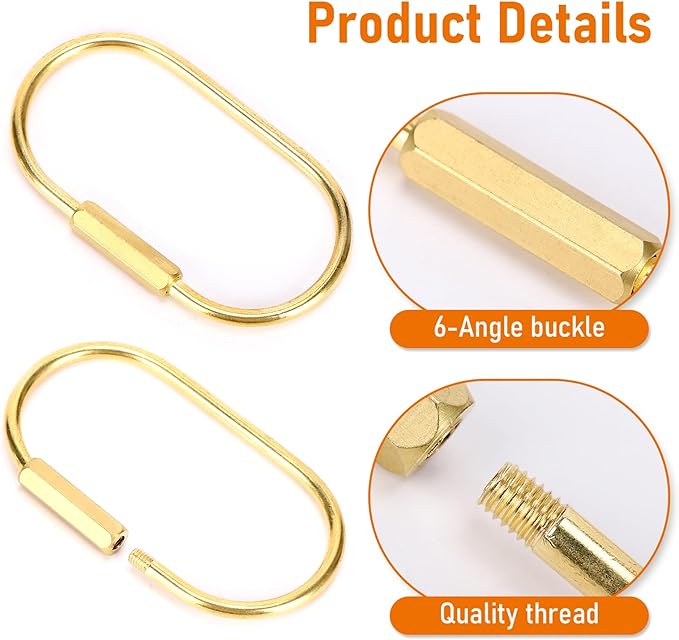 FULLGUEEN Brass Locking Keychain Carabiner, Key Clip for Purse Bag Handbags, Small Locking Key Organizer, Key Fob Holder for Men Women-2Pcs.