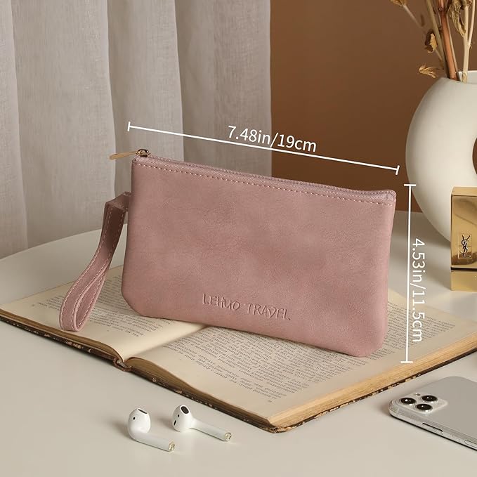 RIGHT AWAY Makeup Bag Travel Cosmetic Bag,Portable Make up Organizer With Handle,Small purse pouches Cell Phone Purse with Compartments for Women Girls（Pink）