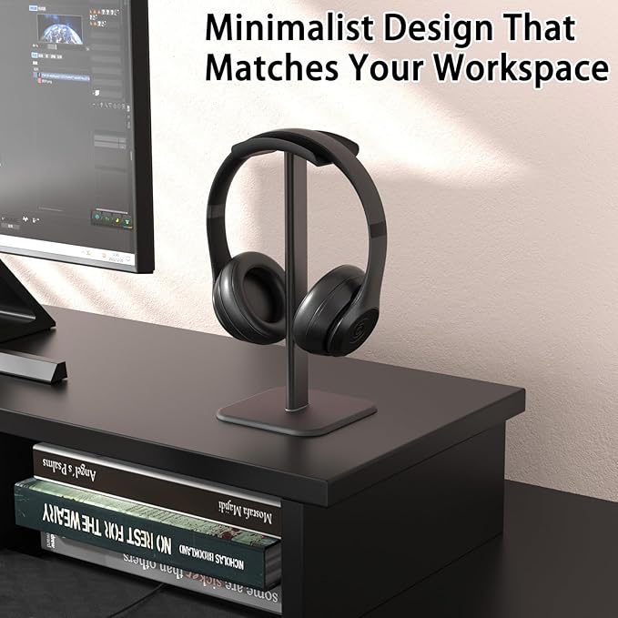 Headphone Stand for Desk - Headset Stand with Aluminum Hanger, Headphone Holder for AirPods Max, Sony, Bose, Beats and More (Black_2 Pack)
