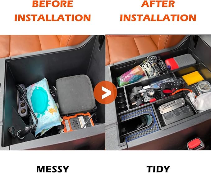 JOJOMARK Compatible with Toyota Tundra Accessories Center Console Tray Organizer fits for Toyota Tundra 2014-2020 2021 Insert ABS Armrest Box Secondary Storage (Blue)