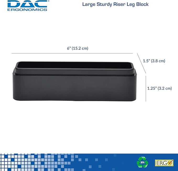 DAC Stax Leg Block Kit for Height-Adjustable Rectangular Monitor Stand, 3-Piece, Raise Monitor Riser by 1-1/4"