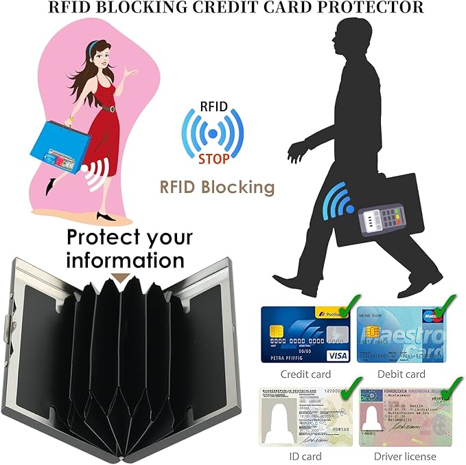 BONSYL® Credit Card Holder, RFID Blocking Slim Metal Credit Card Wallet, with Card Slots, for Women and Men. | RFID Blocking, Slim, 6 Card Slots