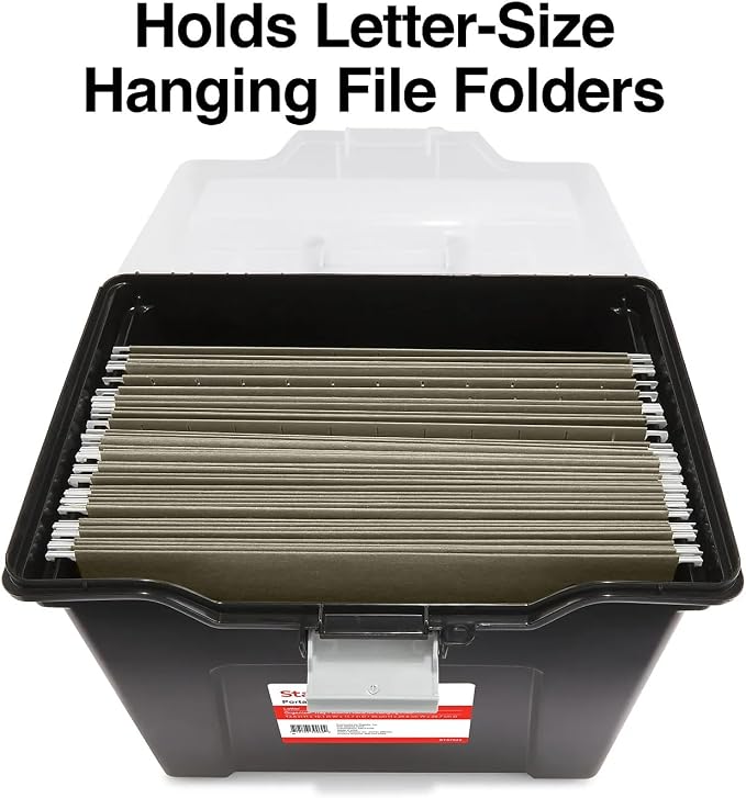 STAPLES File Box File Portable Tote, Letter Size, Black, 2/Pack