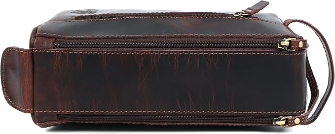 Toiletry Bag | Leather Dopp Kit for Men & Women – Water-Resistant, Durable & Stylish – Travel Organizer with Multiple Compartments | Grooming Essentials, Shaving & Makeup Pouch (Brown)