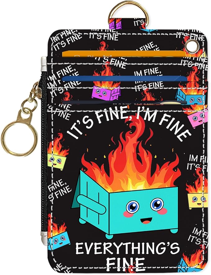 Slim Wallet Credit Card Holder, Small Stove, RFID Wallet Women Cute Small Front Pocket Wallet With Zipper, PU Leather Thin travel RFID Blocking Card Case ID Window,Ladies Gifts
