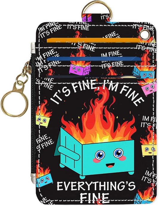 Slim Wallet Credit Card Holder, Small Stove, RFID Wallet Women Cute Small Front Pocket Wallet With Zipper, PU Leather Thin travel RFID Blocking Card Case ID Window,Ladies Gifts