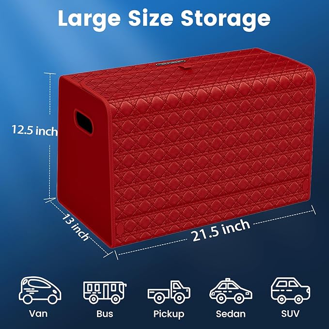 Aiuwo Trunk Organizer for Car,Car Trunk Organizer and Storage for SUV,Truck,MPV Collapsible Multi Compartment Extra Large capacity and Adjustable (Red, Large)