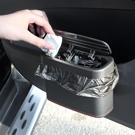 Car Trash Can with Lid,Press-Top Car Trash Bin with 30PCS Cars Trashs Bags,Multi-Function & Small Cars Garbage Can with Suspension Design for Storaging Garbage Fits 4.7 Gal