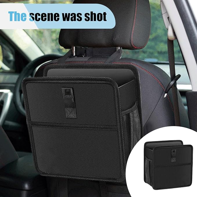 Car Trash Can, Hanging Waterproof & Leakproof Autmotive Storage Bag, Foldable Washable Vehicle Garbage Container, 2.6 Gallon Portable Auto Rubbish Bin for Sedan SUV Truck (Large)