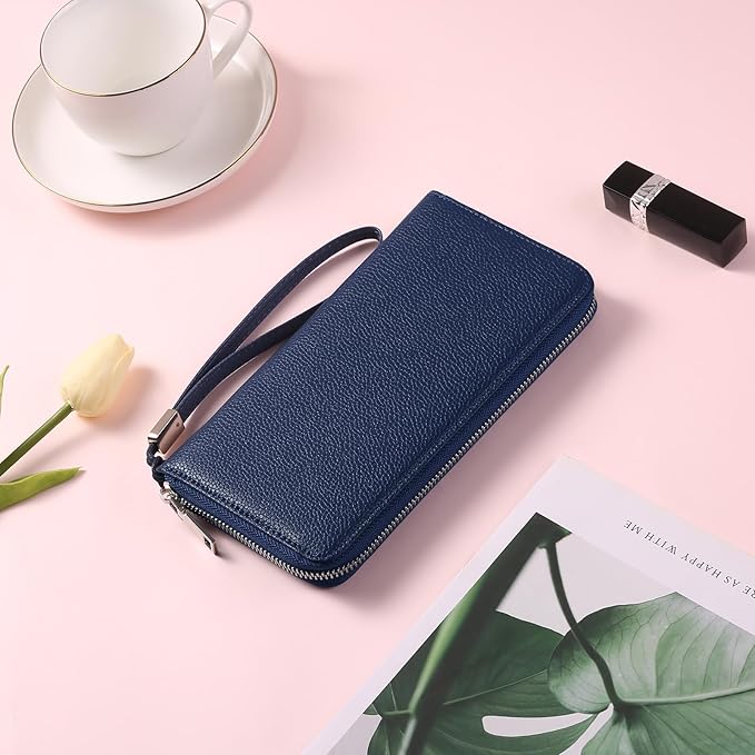 GOIACII Womens Wallet RFID Blocking Leather Zip Around Wallet Large Capacity Long Purse Credit Card Clutch Wristlet | RFID Blocking, Zip Around, Large Capacity, Long, Credit Card, Clutch