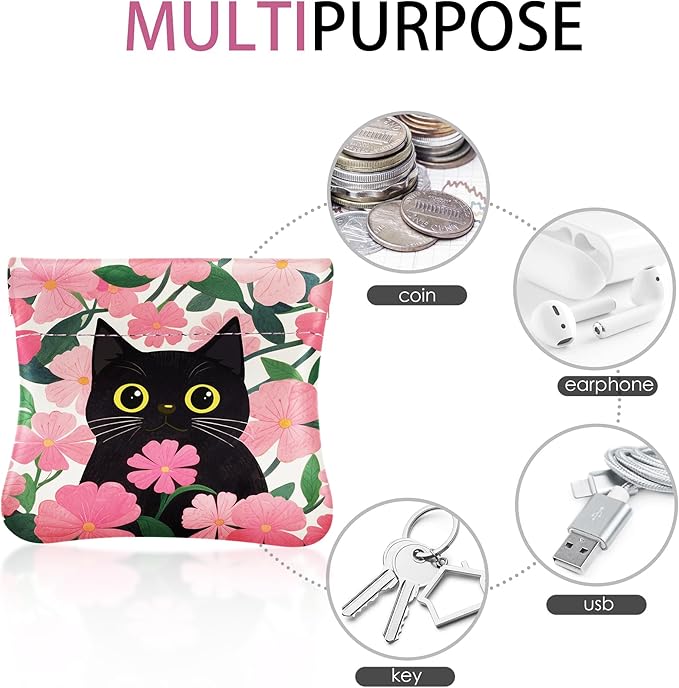 Travelambo Leather Squeeze Coin Purse Pouch Change Holder For Men & Women