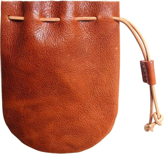 Fantastic Workmanship Genuine Leather Drawstring Coin Purse