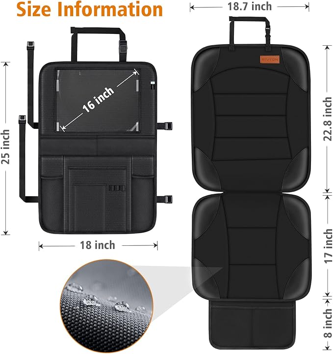 Siivton 2-in-1 Car Seat Protector & Kick Mat with iPad Holder - Kids Backseat Organizer with Touchscreen Pocket, Storage Pockets & Waterproof Cover for Child Safety and Mess-Free Rides