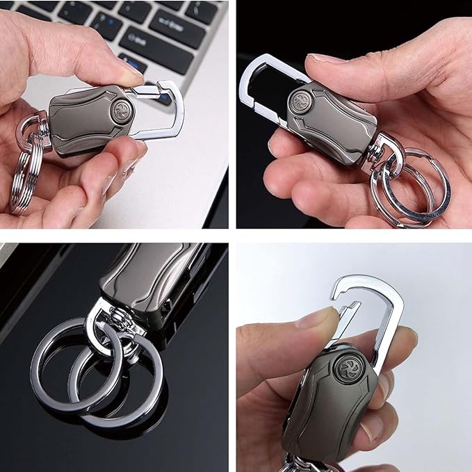 Multi-Function Keychain for Men - Dual Key Ring Organizer with Bottle Opener, Phone Stand & Fidget Spinner，Llaveros para Hombres Car Key Chain.