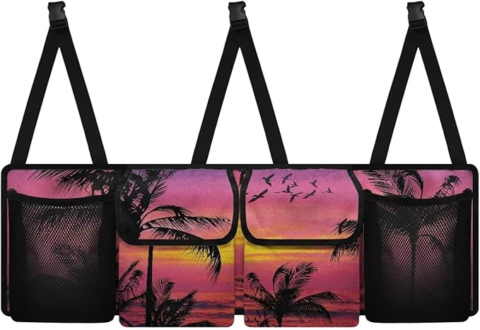 Sunset Car Trunk Organizer and Storage,Backseat Hanging Organizer,Super Capacity,Trunk Organizer for SUV,Van Car Interior Accessories
