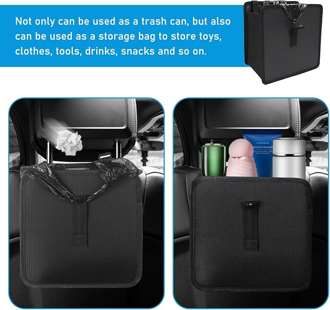 Foldable Car Trash Can, Waterproof Large Capacity Automotive Hanging Trash Bin, Leakproof Auto Garbage Bag Storage Container for All Vehicles, Interior Car Accessories (Small)